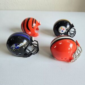 4 NFL Riddell Pocket Pro Helmet Lot AFC North Mini Football‎ Vintage 1.5"